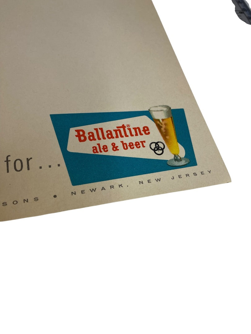 Vintage Ballantine Beer Menu Sheet 10 Papers 10.75 x 7 Inch Inserts