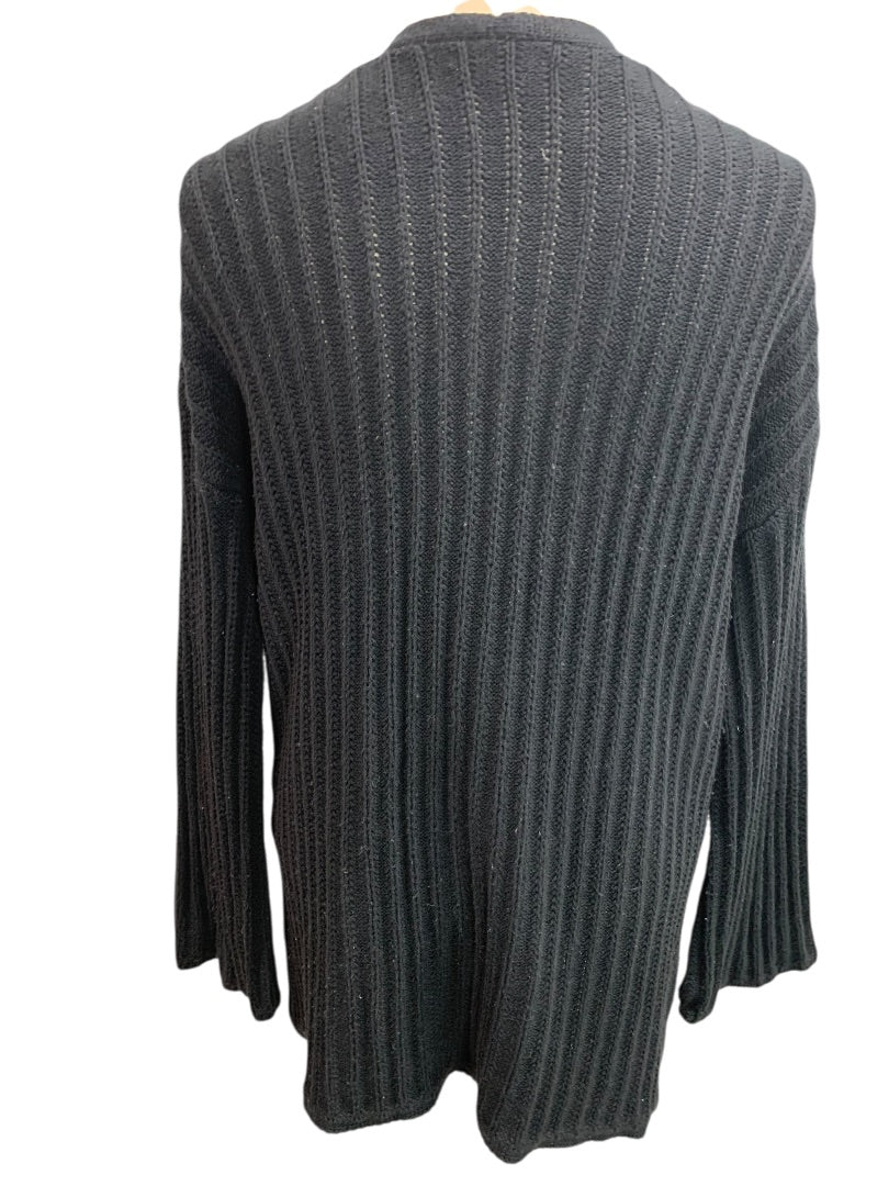 XS American Eagle Womens Black Ribbed Open Cardigan Sweater