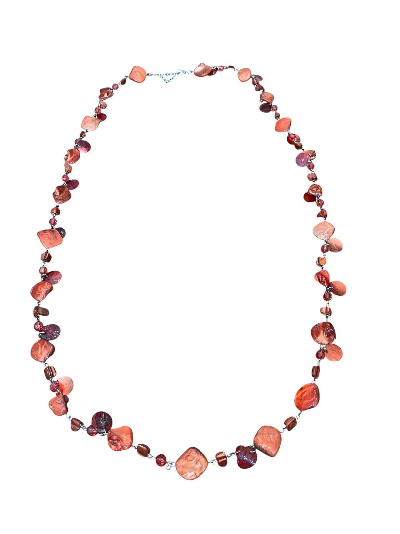 Lane Bryant Adjustable Orange Plastic Beaded Silvertone Necklace 45 Inch