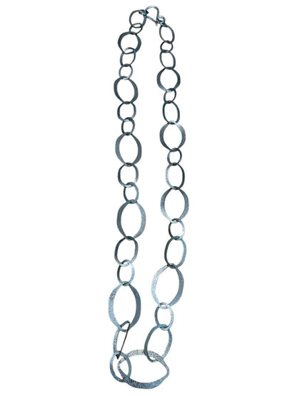 Large Oval Interlinked Chain Necklace Gun Metal 34 Inch Hook Closure