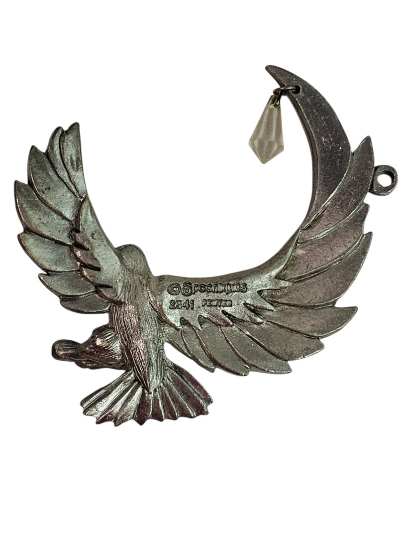 Spoontiques Pewter Eagle Ornament Crystal 3" #2341 Suncatcher