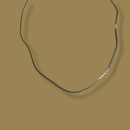 Silvertone Box Chain Necklace 24 Inch Spring Clasp