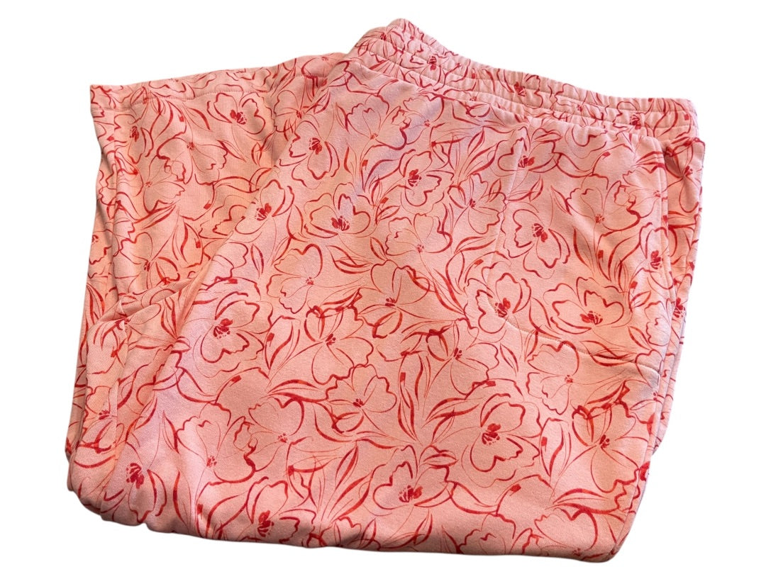 5X Any Body Elastic Waist Floral Knit Pants Pockets Pink Womens New