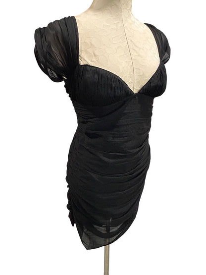 Size 6 Asos Design Black Dress Sweetheart Neckline Fitted Rouched Open Back