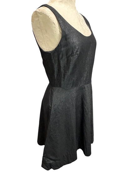 Size 8 Gap Black Denim Sleeveless Dress A-Line Jean Pockets Linen Blend