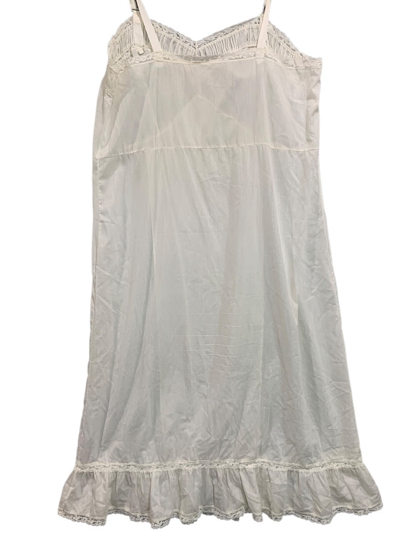 Large Vintage White Nightgown Slip Ruffle Lace Adjustable Strap