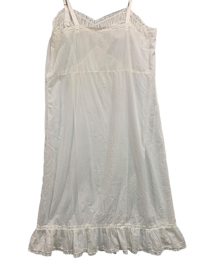 Large Vintage White Nightgown Slip Ruffle Lace Adjustable Strap