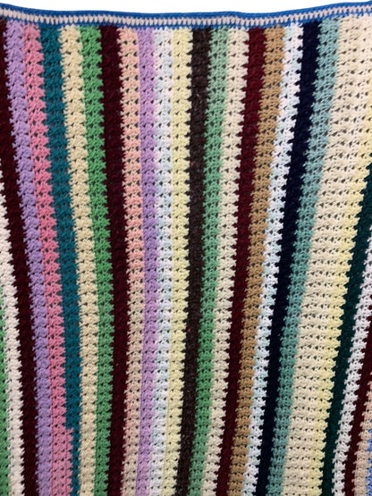 Vintage Crochet Striped Afghan Throw Blanket 48" x 42"