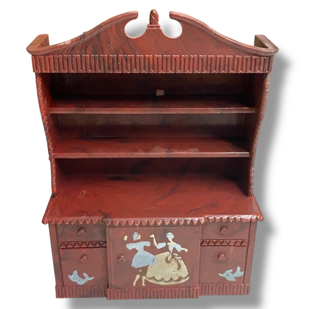 1950s Renewal Dollhouse Miniature Hutch Stenciled 1:12 Scale Plastic