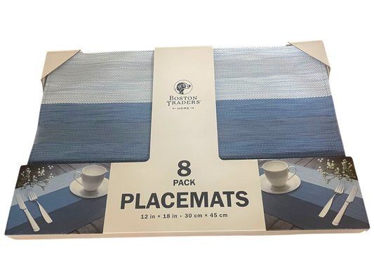 Boston Traders Home 8 Pack Placemats 12" x 18" Blue NIB