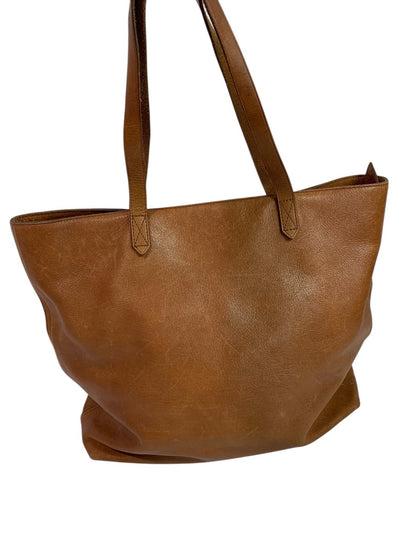 Madewell Brown Leather Transport Tote Shoulder Bag Zip Top Style J1952