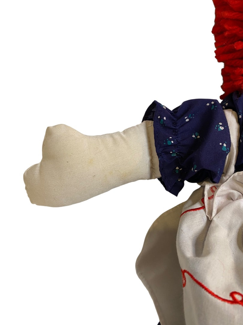 Vintage Raggedy Ann Rag Doll 17 Inch Staining Button Eyes