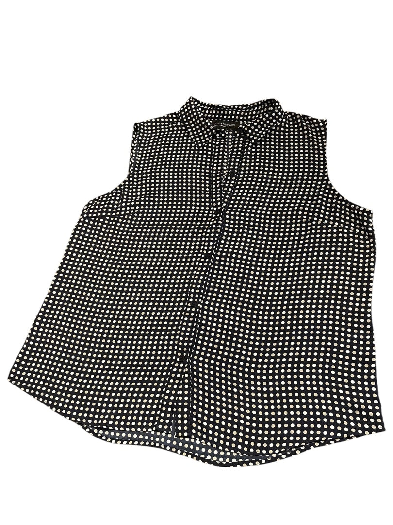 Size 16 Jones New York Womens Button Up Polka Dot Sleeveless Blouse Shirt