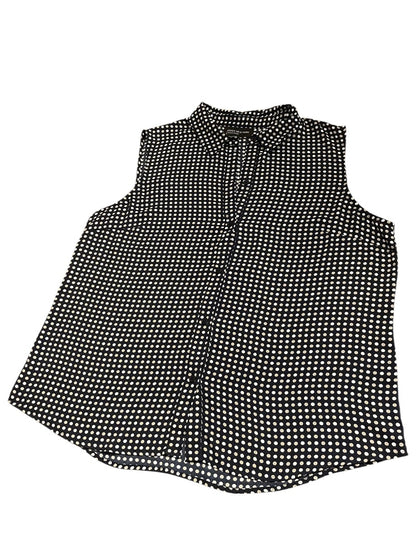 Size 16 Jones New York Womens Button Up Polka Dot Sleeveless Blouse Shirt