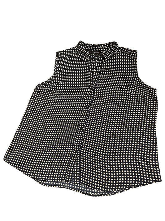 Size 16 Jones New York Womens Button Up Polka Dot Sleeveless Blouse Shirt