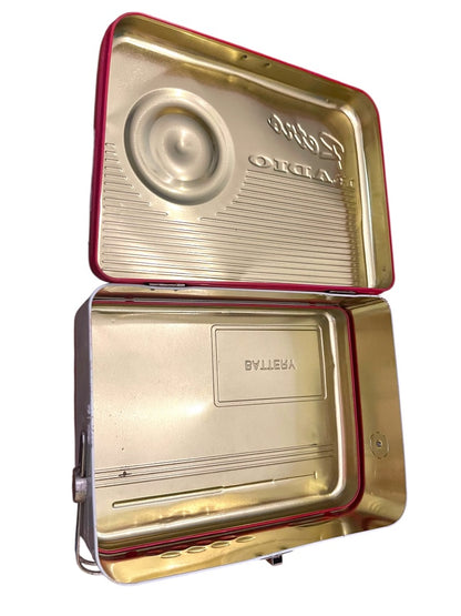 Retro Radio Tin Metal Lunch Box Novelty Silver Crane Co