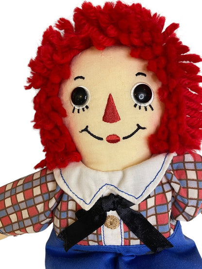 Vintage Small Raggedy Andy Rag Doll 12" Button Eyes Embroidered Face