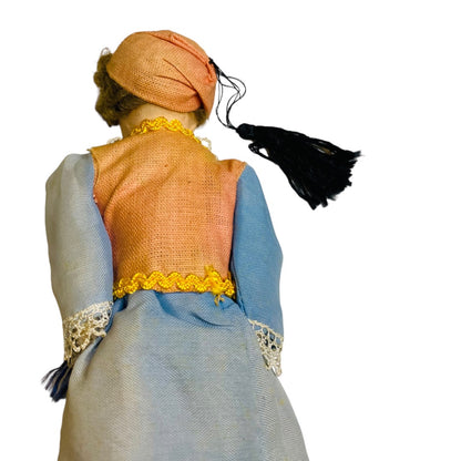 Vintage Folk Art Doll 1940s Woman Greek 9" Composite