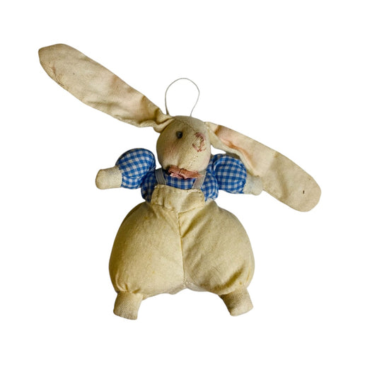 Bunny Rabbit Ornament Fabric Gingham Shirt 3" Rustic