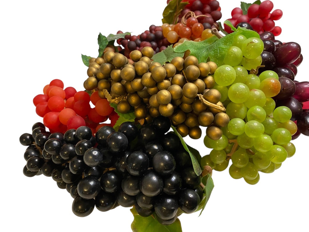 Vintage Fake Fruit 11 Bunches of Rubber Grapes Assorted Crafting