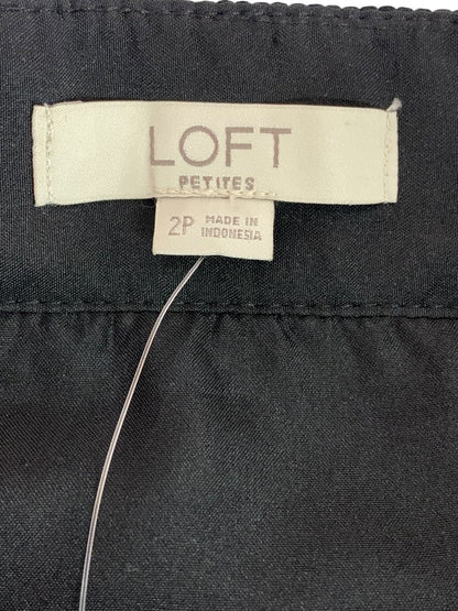 Size 2P Loft Petites Black Tweed Ruffle Hem Skirt Side Zip