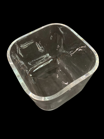 Crate & Barrel Clear Glass Vase 4.75" Cube