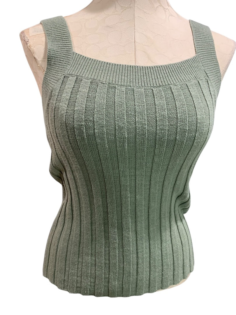 XS Loft Womens Sage Green Sweater Ribbed Sleeveless