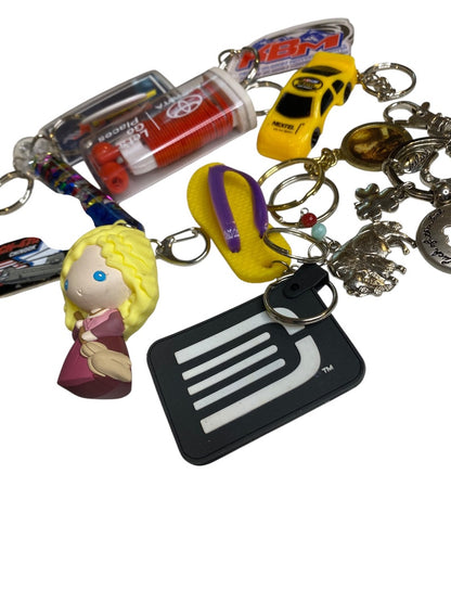 Set of 13 Key Rings Keychains Assorted Novelty Flip Flop Car Toyota
