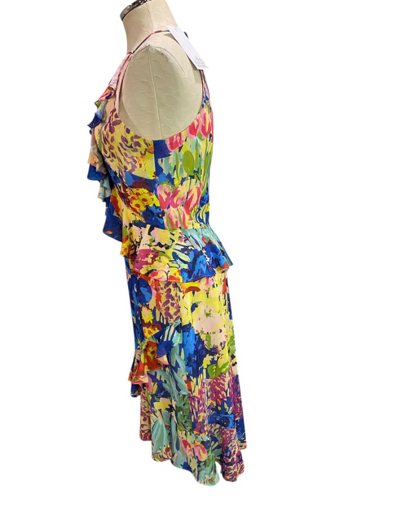 Size 6 Badgley Mischka Belle New Faith Dress Royal Multicolor Floral MSRP $199