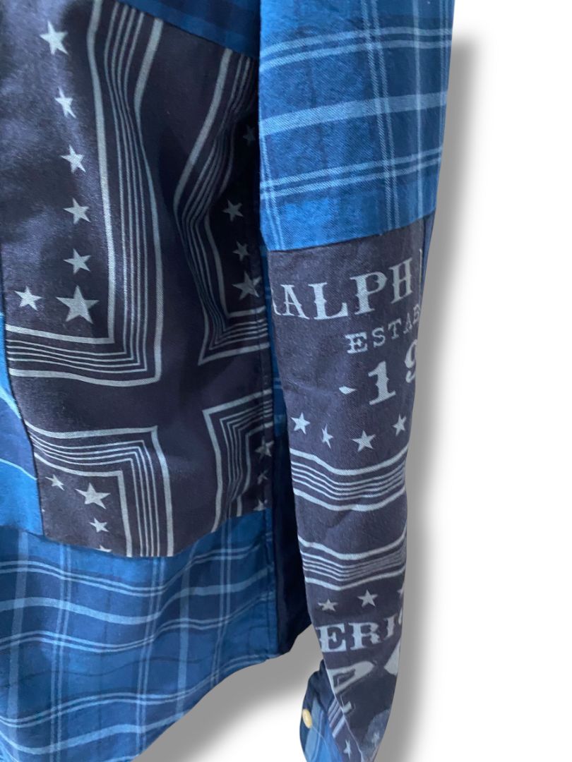 Medium Ralph Lauren Mens Button Down Patchwork Eagle Stamp Shirt