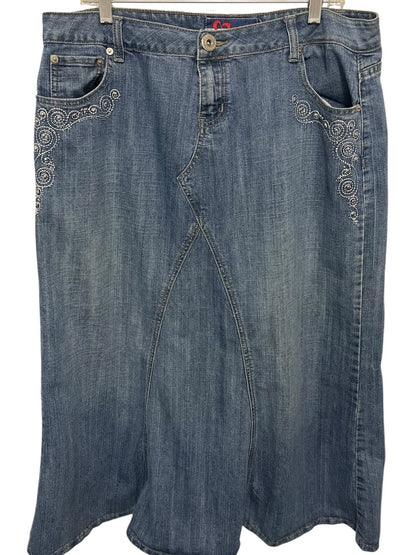 Size 16W Mwah Jeans Denim Skirt Midi Y2K Embellished Pockets