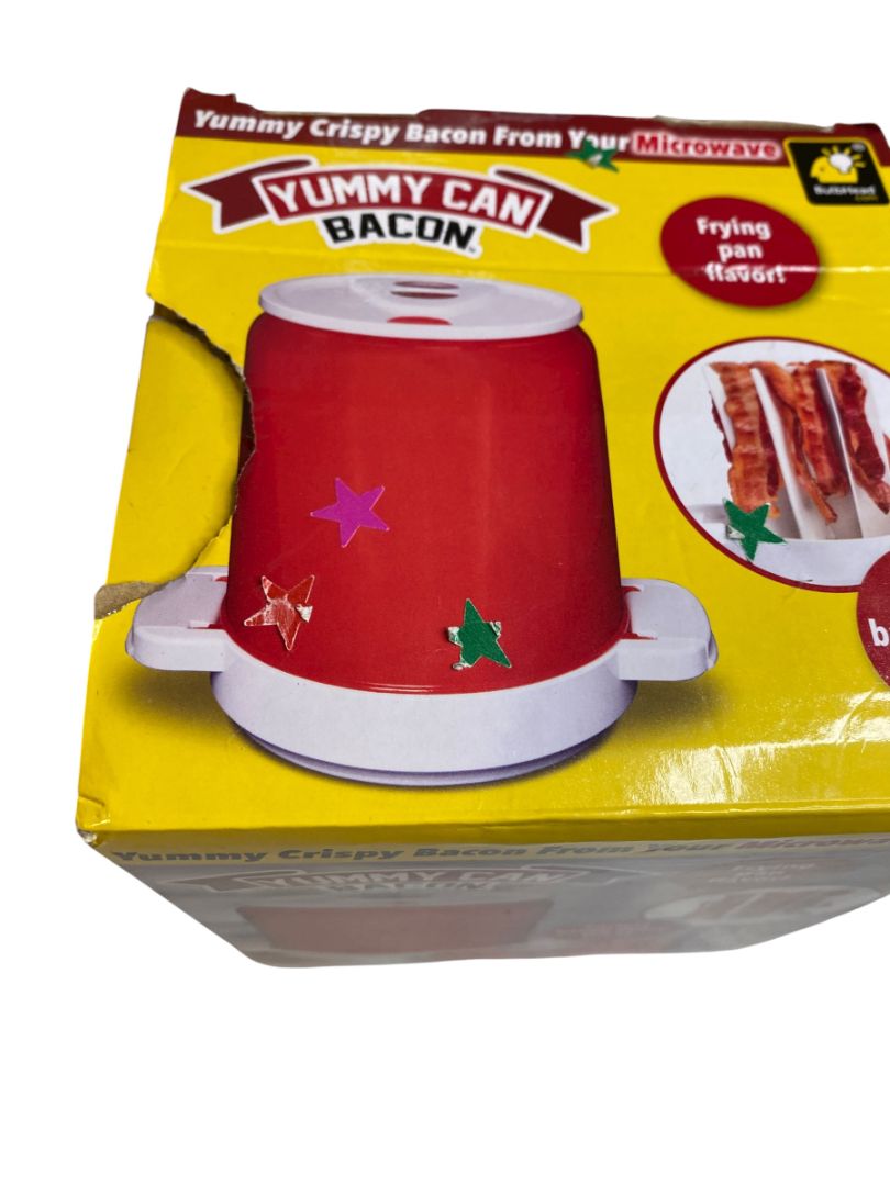 Yummy Can Bacon Microwave Cooker Crisper 8 Slices No Splatter