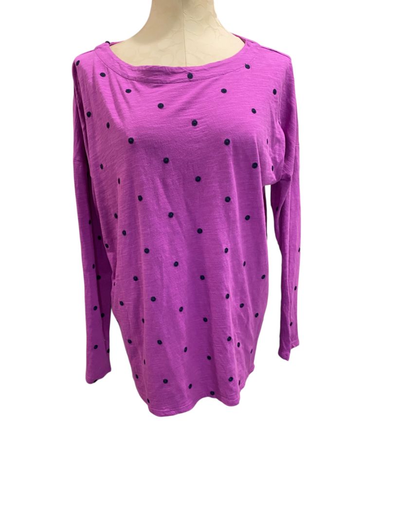 Medium J.Jill Purple Womens Shirt New Navy Blue Dot
