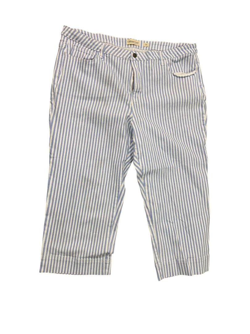22W Coldwater Creek Womens Blue White Striped Crop Denim Pants