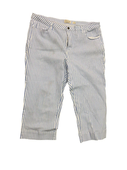 22W Coldwater Creek Womens Blue White Striped Crop Denim Pants