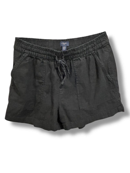 XXS J.Crew Womens Black Pull On Shorts Linen Blend Elastic Drawstring