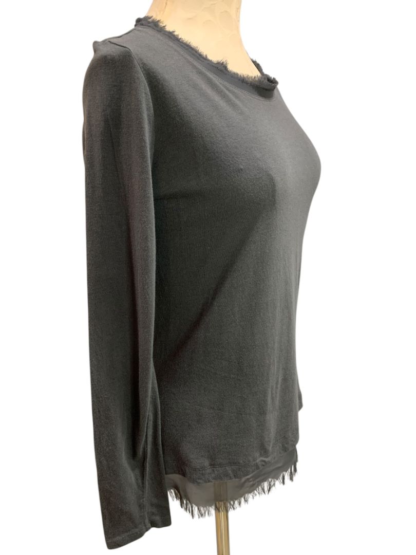 Size Medium LOGO Lori Goldstein Womens Gray Knit Shirt Long Sleeve