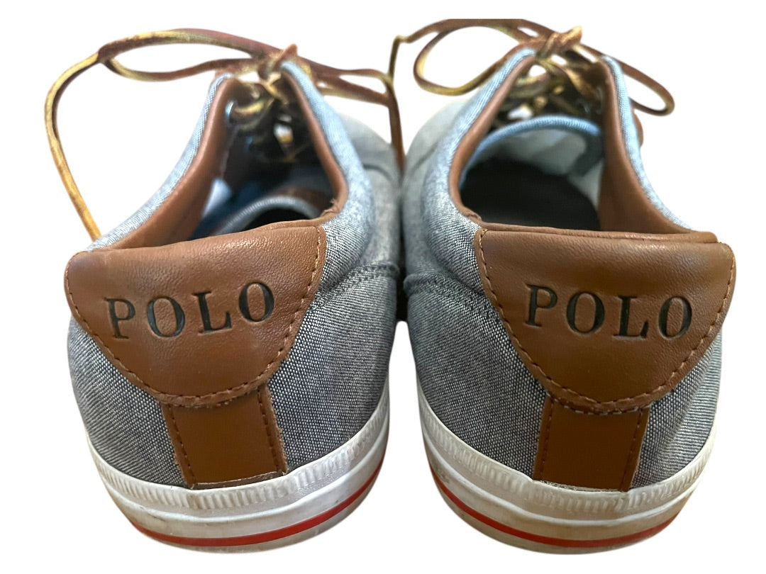 Size 11D Polo Ralph Lauren Mens Vaughn Lace Up Gray Canvas Shoes