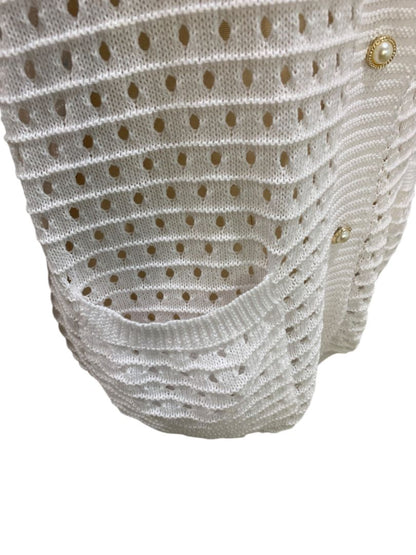 XL Vintage Womens Short Sleeve Loose Knit Collared Cardigan