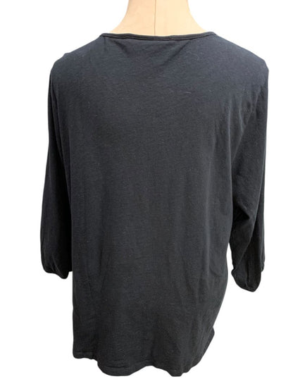 Size 1X Karen Scott Woman Black Crochet Embellished Knit Shirt