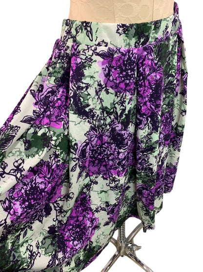 Small LulaRoe Madison Skirt Flare Pockets Green Purple
