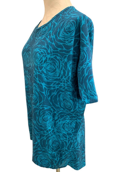 Size XXS LulaRoe Womens Tunic Tshirt Hi Lo Hem Teal Floral