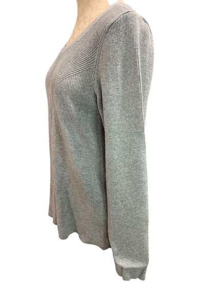 Size Large Talbots Womens Gray Sweater Ribbed Cotton Blend