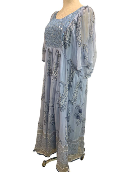 Size XXL Novica Blue Printed Elegant Entrance New Embellished Sequin