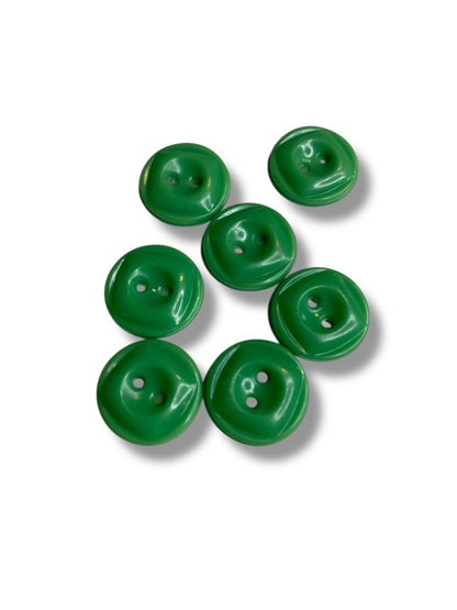 Lot of 7 Green Midcentury Buttons Acrylic Simple .5" (15mm)