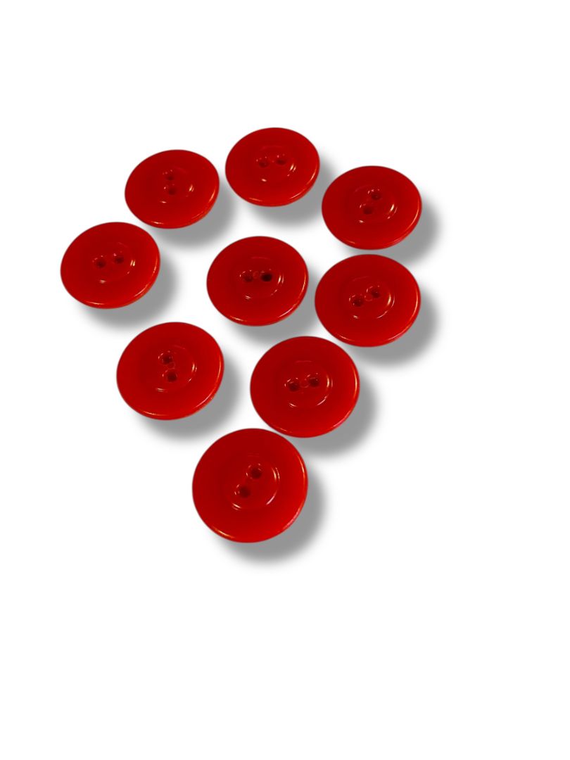 Set of 9 Midcentury Red Plastic Buttons Sailboat Craft Sew .9" Diameter