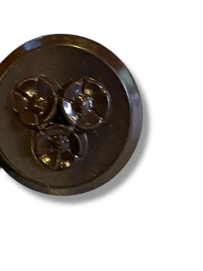 Set of 16 Midcentury Black Plastic Buttons  Floral Craft Sew .8" Diameter