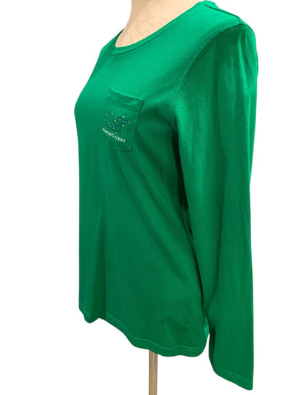 Medium Vineyard Vines Womens Holiday 2015 Green Long Sleeve Tshirt