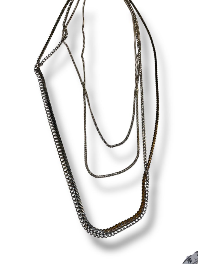 Lot of 4 Silvertone Chain Necklaces Assorted Lengths