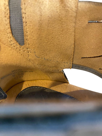 Size 9.5B Earth Vicki Moroccan Blue Leather Peep Toe 2" Heeled Sandals Womens